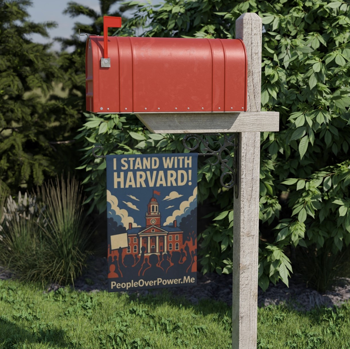 I Stand With Harvard Garden Banner